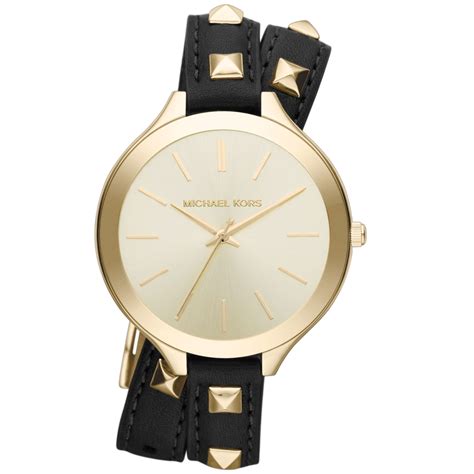 michael kors runway watch leather strap black|Michael Kors stainless steel watch.